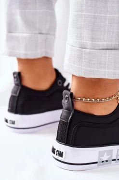 Damskie Big Star Shoes Tenisówki Na Platformie BIG STAR II274019 Czarne