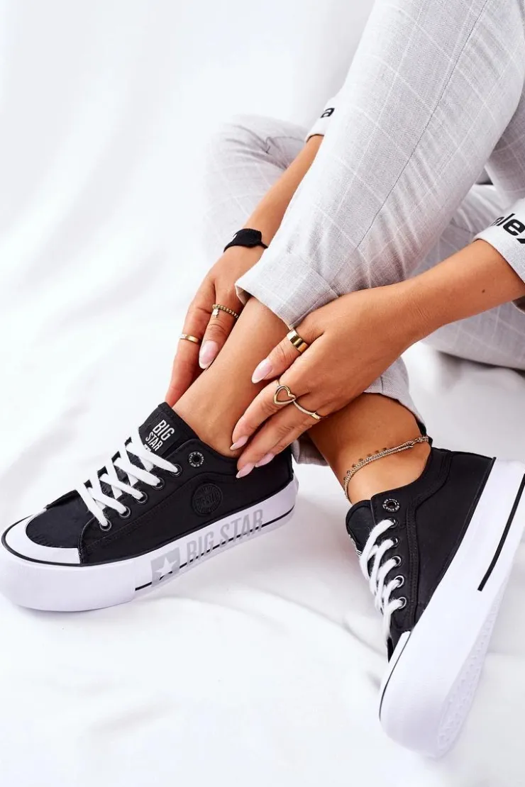 Damskie Big Star Shoes Tenisówki Na Platformie BIG STAR II274019 Czarne