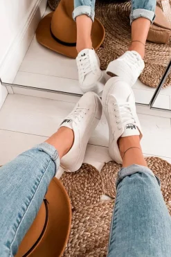 Damskie Lee Cooper Tenisówki Na Platformie LCW-22-31-0837L Białe