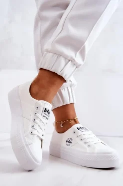 Damskie Lee Cooper Tenisówki Na Platformie LCW-22-31-0837L Białe