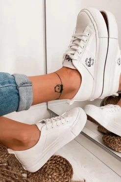 Damskie Lee Cooper Tenisówki Na Platformie LCW-22-31-0837L Białe