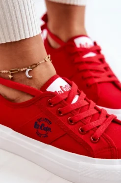 Damskie Lee Cooper Tenisówki Na Platformie LCW-22-31-0834L Czerwone