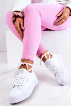 Lee Cooper Trampki Damskie Niskie*Tenisówki Na Platformie LCW-22-31-0884L Białe Biały