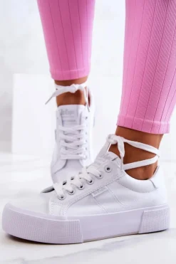Lee Cooper Trampki Damskie Niskie*Tenisówki Na Platformie LCW-22-31-0884L Białe Biały