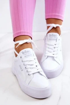 Lee Cooper Trampki Damskie Niskie*Tenisówki Na Platformie LCW-22-31-0884L Białe Biały