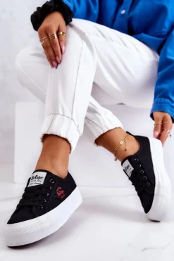 Lee Cooper Trampki Damskie Niskie*Tenisówki Na Platformie LCW-22-31-0835L Czarne
