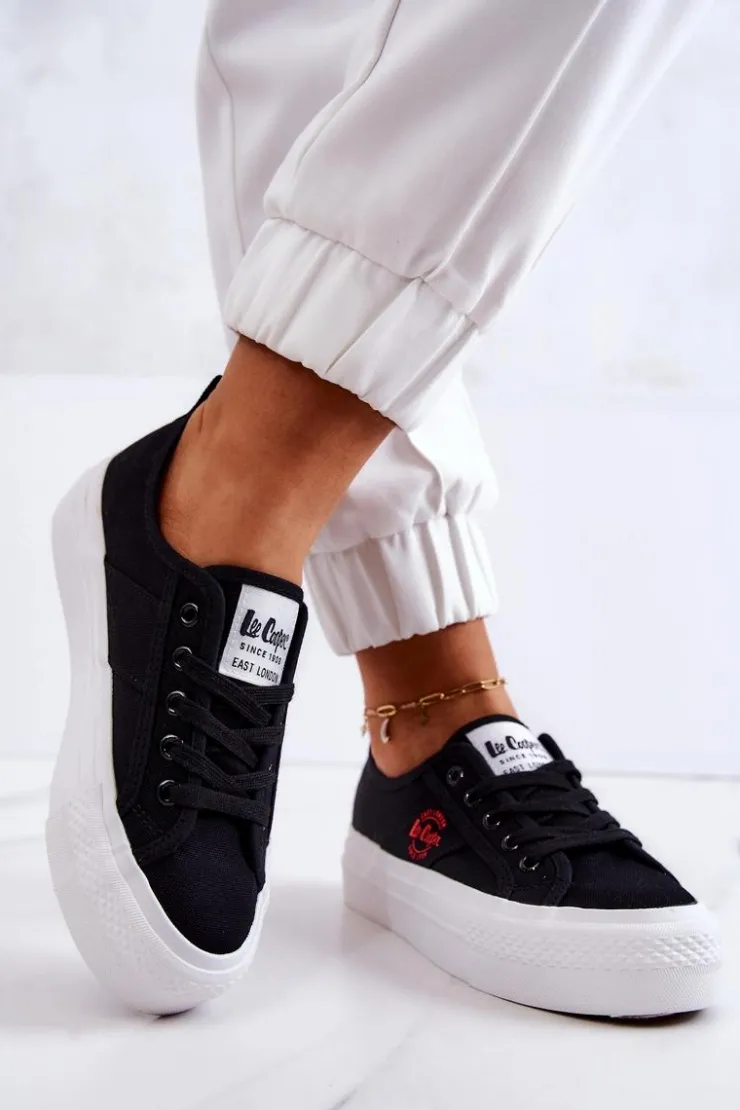 Lee Cooper Trampki Damskie Niskie*Tenisówki Na Platformie LCW-22-31-0835L Czarne