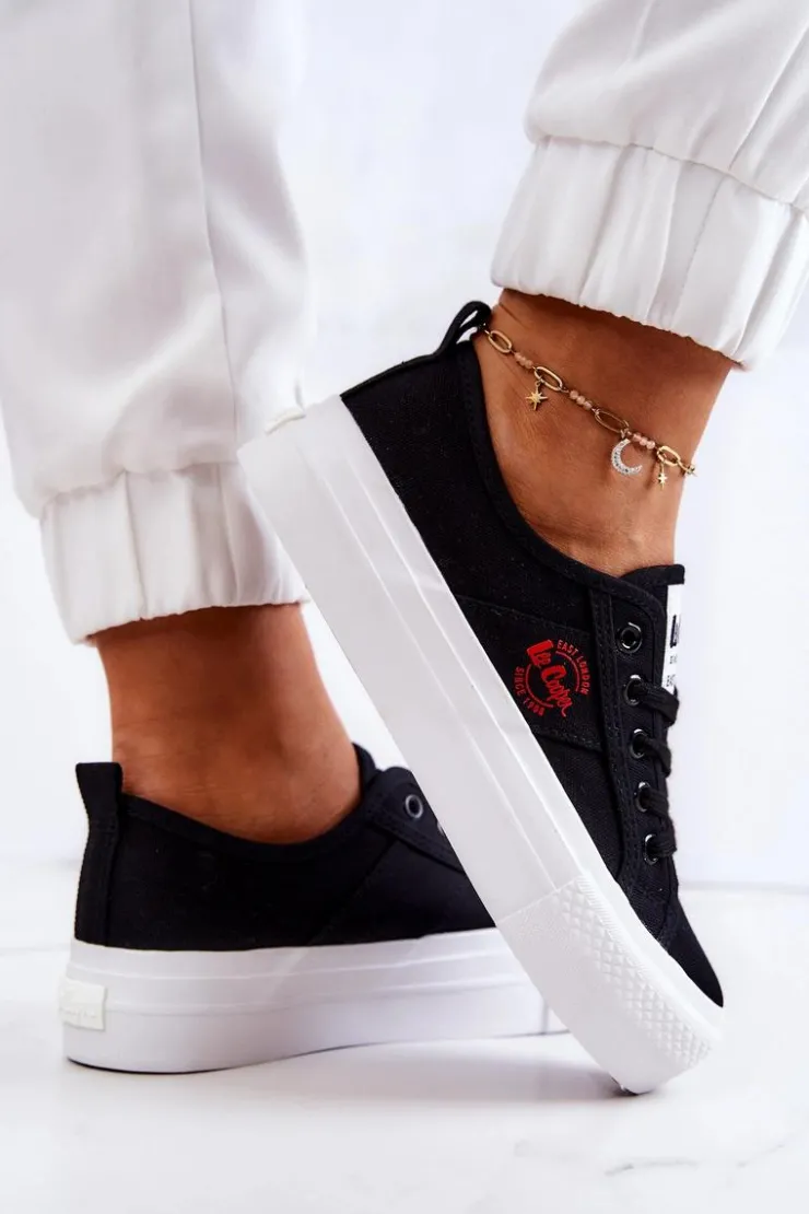 Lee Cooper Trampki Damskie Niskie*Tenisówki Na Platformie LCW-22-31-0835L Czarne