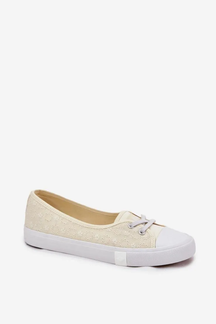 Damskie Lee Cooper Tenisówki Trampki Damskie Z Haftem LCW-25-31-3445L Beżowe