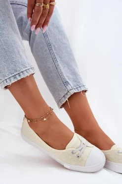 Damskie Lee Cooper Tenisówki Trampki Damskie Z Haftem LCW-25-31-3445L Beżowe