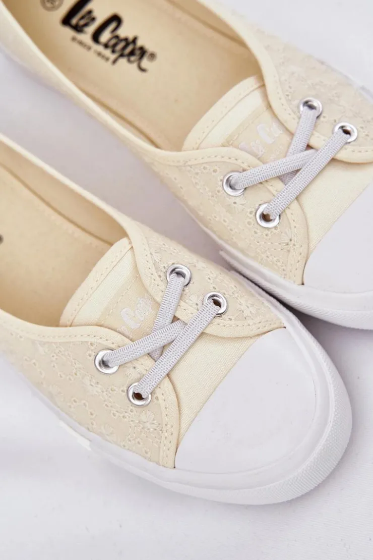 Damskie Lee Cooper Tenisówki Trampki Damskie Z Haftem LCW-25-31-3445L Beżowe