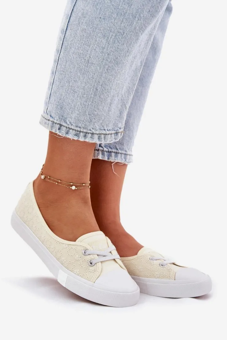 Damskie Lee Cooper Tenisówki Trampki Damskie Z Haftem LCW-25-31-3445L Beżowe