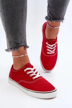 Boto Trampki Damskie Niskie*Tenisówki Trampki Damskie Klasyczne Czerwone Olvali
