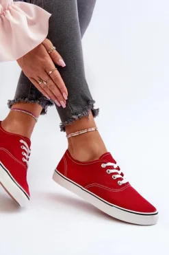 Boto Trampki Damskie Niskie*Tenisówki Trampki Damskie Klasyczne Czerwone Olvali