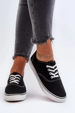 Boto Trampki Damskie Niskie*Tenisówki Trampki Damskie Klasyczne Czarne Olvali