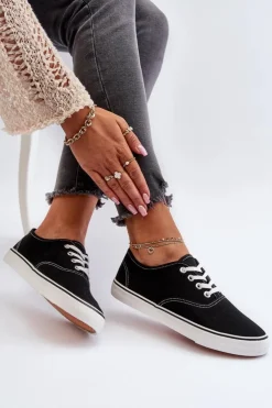 Boto Trampki Damskie Niskie*Tenisówki Trampki Damskie Klasyczne Czarne Olvali