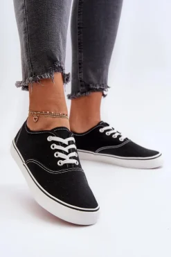 Boto Trampki Damskie Niskie*Tenisówki Trampki Damskie Klasyczne Czarne Olvali