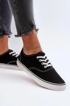 Boto Trampki Damskie Niskie*Tenisówki Trampki Damskie Klasyczne Czarne Olvali