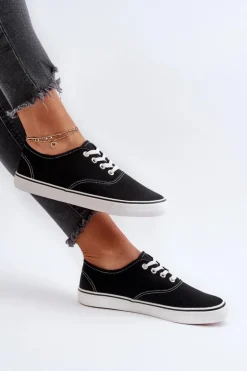 Boto Trampki Damskie Niskie*Tenisówki Trampki Damskie Klasyczne Czarne Olvali