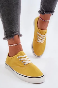 Boto Trampki Damskie Niskie*Tenisówki Trampki Damskie Klasyczne Żółte Olvali