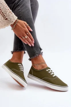 Damskie Boto Tenisówki Trampki Damskie Klasyczne Ciemnozielone Olvali