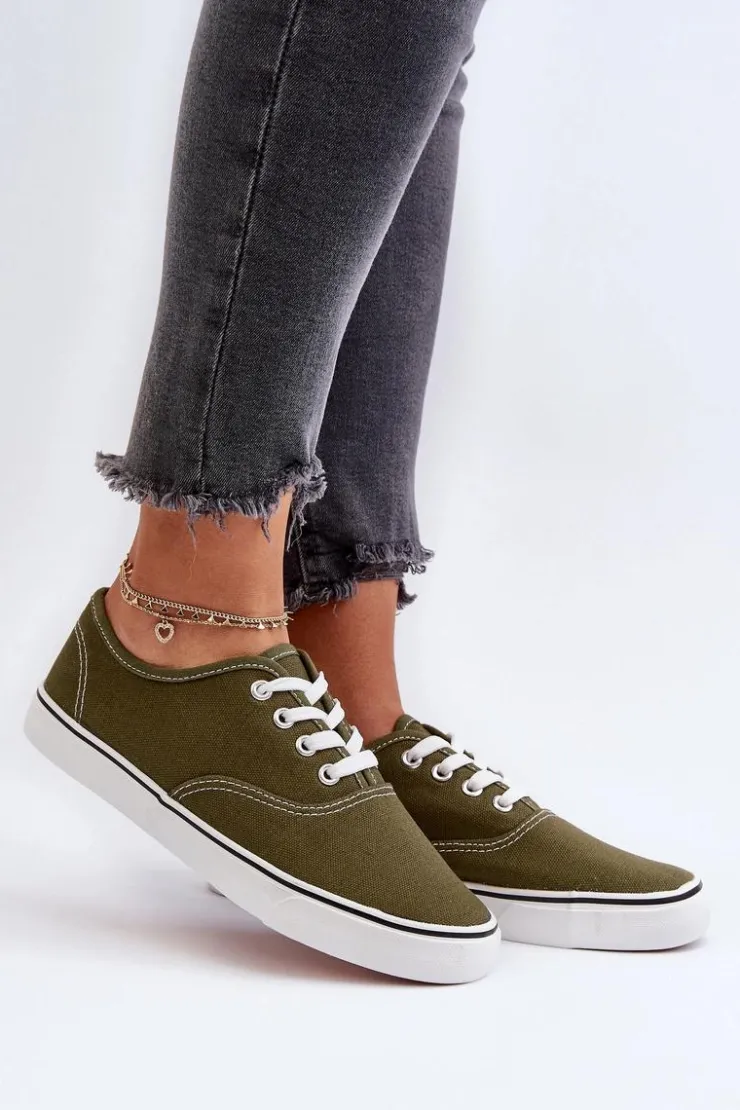 Damskie Boto Tenisówki Trampki Damskie Klasyczne Ciemnozielone Olvali