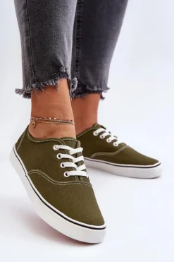 Damskie Boto Tenisówki Trampki Damskie Klasyczne Ciemnozielone Olvali