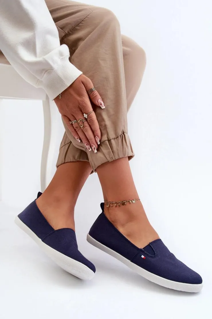 Evento Trampki Damskie Slip-On|Trampki Damskie Niskie*Tenisówki Trampki Slip-On Damskie Granatowe Adrancia Niebieski