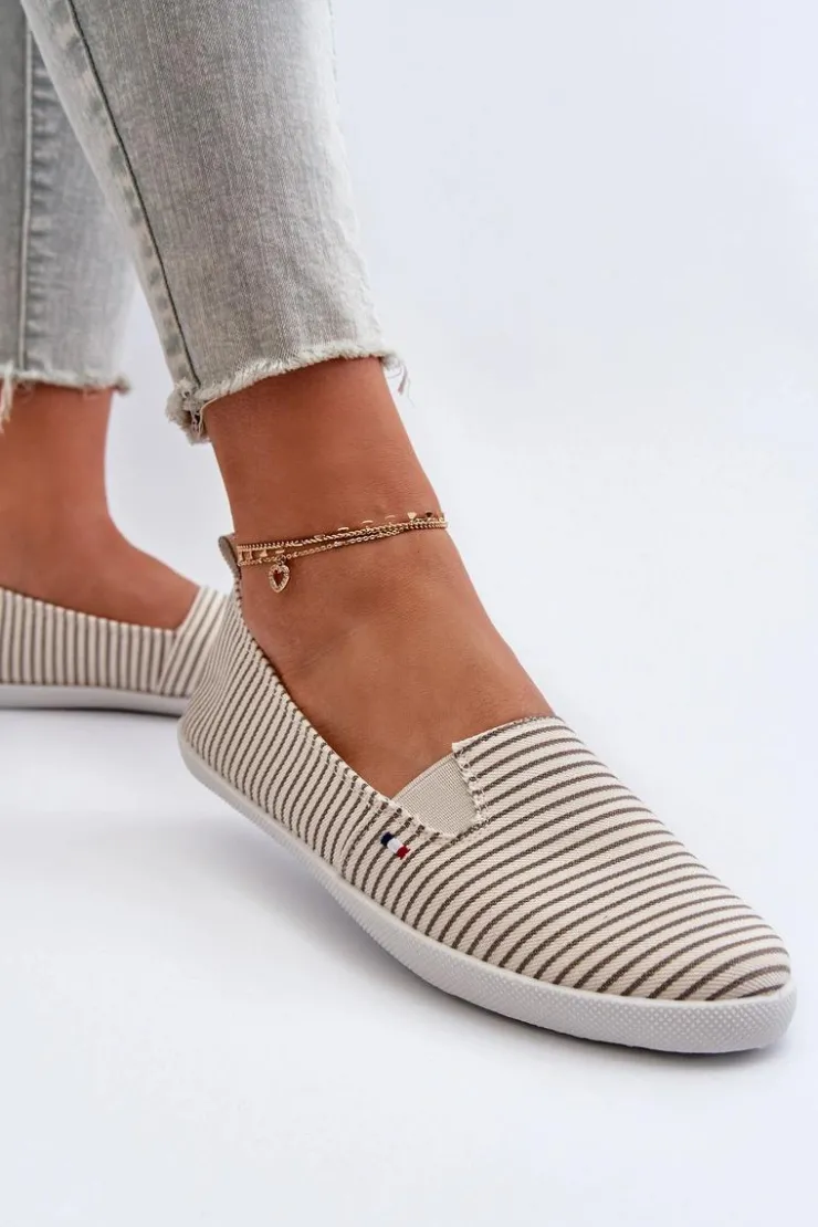 Online Evento Tenisówki Trampki Slip-On W Paski Damskie Beżowe Pazaria