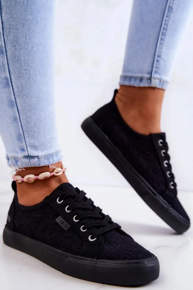 Damskie Big Star Shoes Trampki Ażurowe BIG STAR JJ274064 Czarne