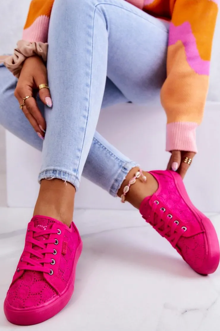 Damskie Big Star Shoes Trampki Ażurowe BIG STAR JJ274060 Różowe