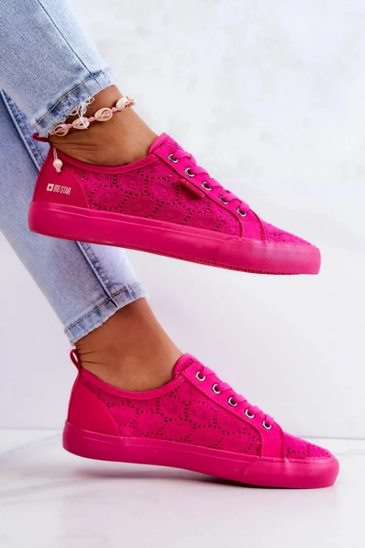 Damskie Big Star Shoes Trampki Ażurowe BIG STAR JJ274060 Różowe