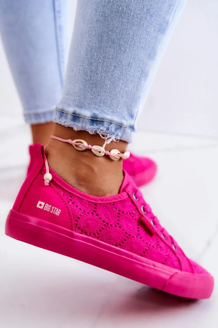 Damskie Big Star Shoes Trampki Ażurowe BIG STAR JJ274060 Różowe