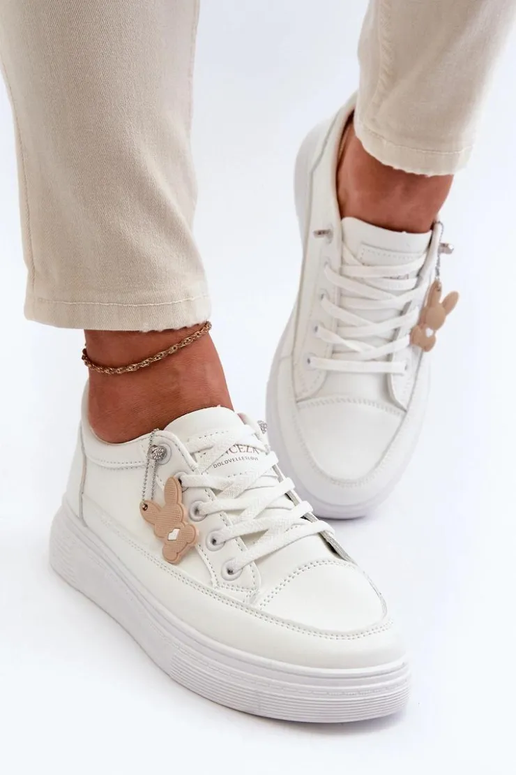 Buty damskie Vinceza Sneakersy Damskie*Trampki Buty Sportowe Damskie Na Platformie Z Ozdobą Białe Vinceza 13613