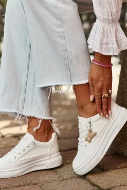 Buty damskie Vinceza Sneakersy Damskie*Trampki Buty Sportowe Damskie Na Platformie Z Ozdobą Białe Vinceza 13613