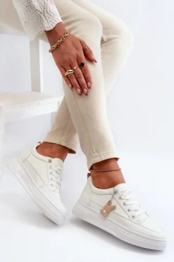 Buty damskie Vinceza Sneakersy Damskie*Trampki Buty Sportowe Damskie Na Platformie Z Ozdobą Białe Vinceza 13613