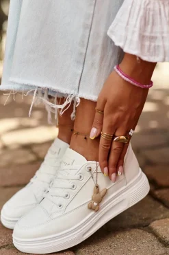 Buty damskie Vinceza Sneakersy Damskie*Trampki Buty Sportowe Damskie Na Platformie Z Ozdobą Białe Vinceza 13613