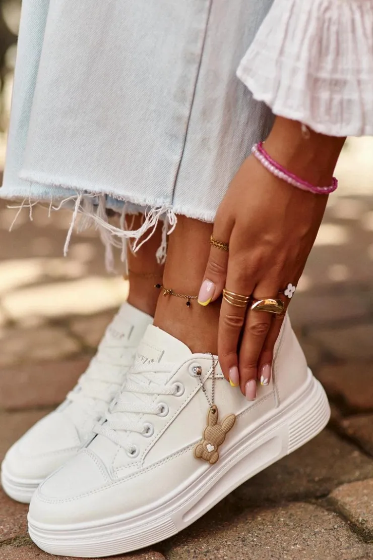 Buty damskie Vinceza Sneakersy Damskie*Trampki Buty Sportowe Damskie Na Platformie Z Ozdobą Białe Vinceza 13613