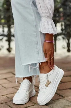 Buty damskie Vinceza Sneakersy Damskie*Trampki Buty Sportowe Damskie Na Platformie Z Ozdobą Białe Vinceza 13613