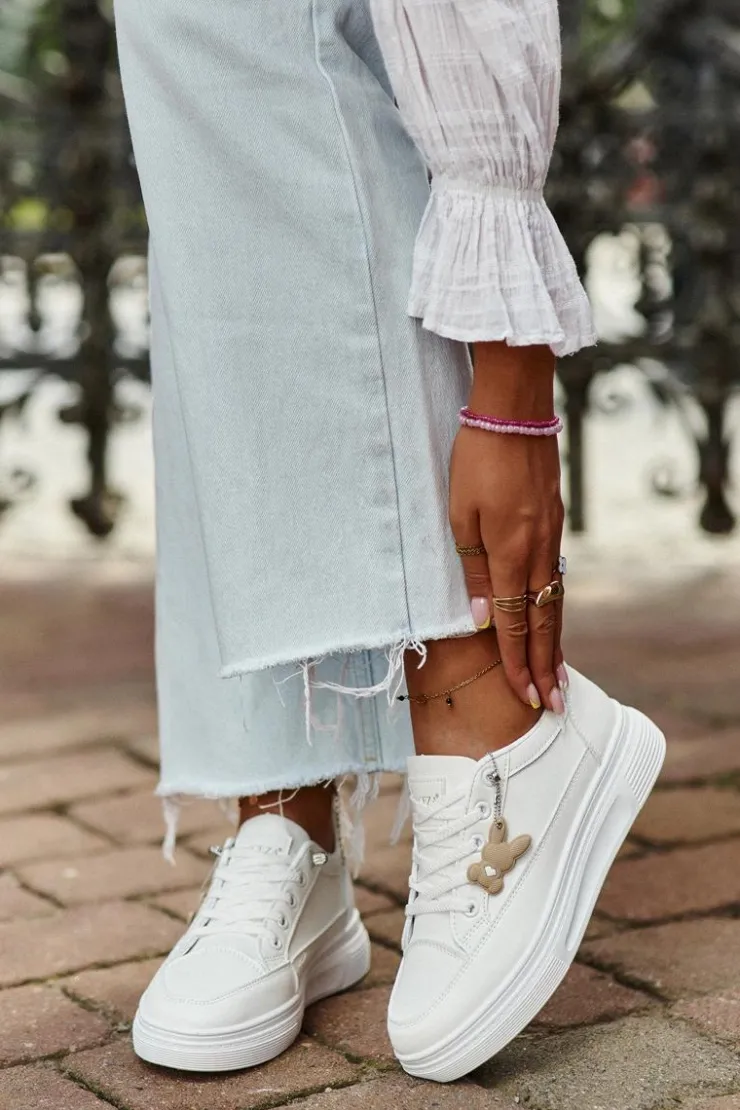 Buty damskie Vinceza Sneakersy Damskie*Trampki Buty Sportowe Damskie Na Platformie Z Ozdobą Białe Vinceza 13613