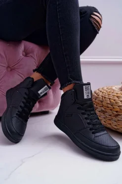 Hot Big Star Shoes Trampki Damskie Big Star Wysokie Czarne EE274211