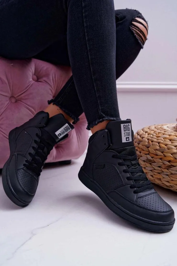 Hot Big Star Shoes Trampki Damskie Big Star Wysokie Czarne EE274211