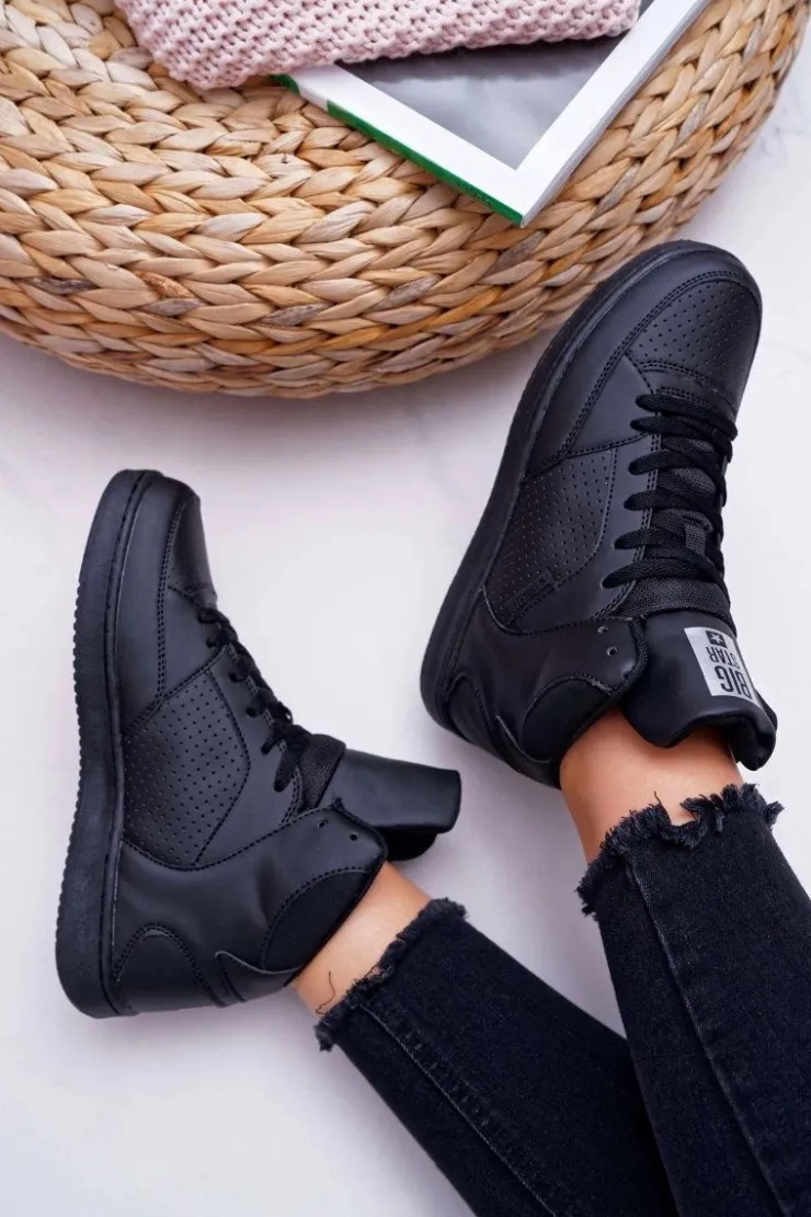Hot Big Star Shoes Trampki Damskie Big Star Wysokie Czarne EE274211
