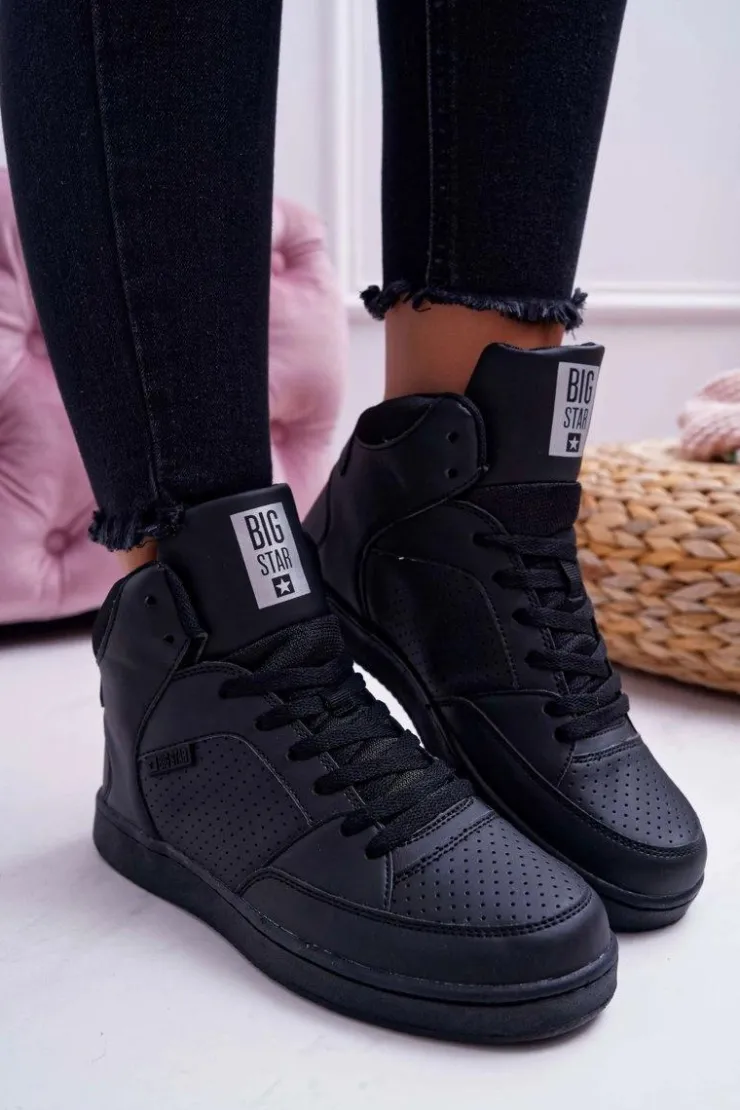 Hot Big Star Shoes Trampki Damskie Big Star Wysokie Czarne EE274211
