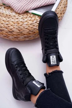 Hot Big Star Shoes Trampki Damskie Big Star Wysokie Czarne EE274211