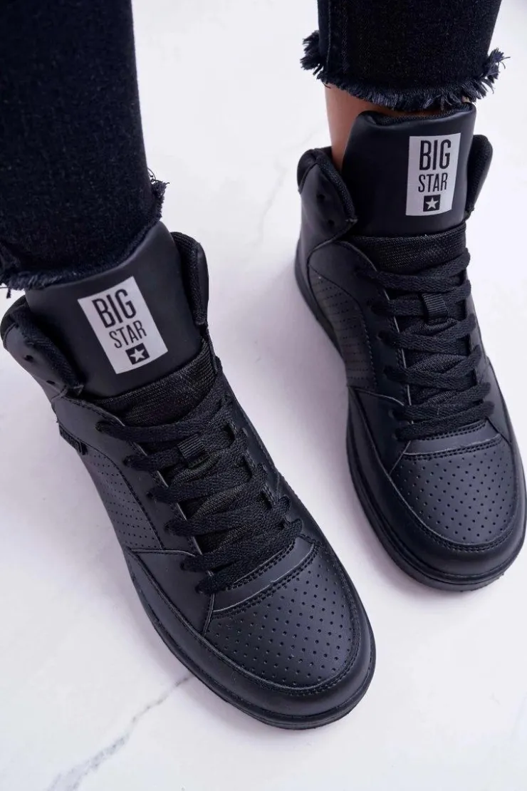 Hot Big Star Shoes Trampki Damskie Big Star Wysokie Czarne EE274211