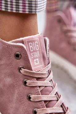 Big Star Shoes Trampki Ocieplane|Trampki Damskie Big Star*Trampki Damskie Big Star Wysokie Ocieplane Różowe EE274113 Różowy