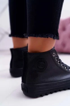 Damskie Big Star Shoes Trampki Damskie Big Star Wysokie Ocieplane Czarne EE274110