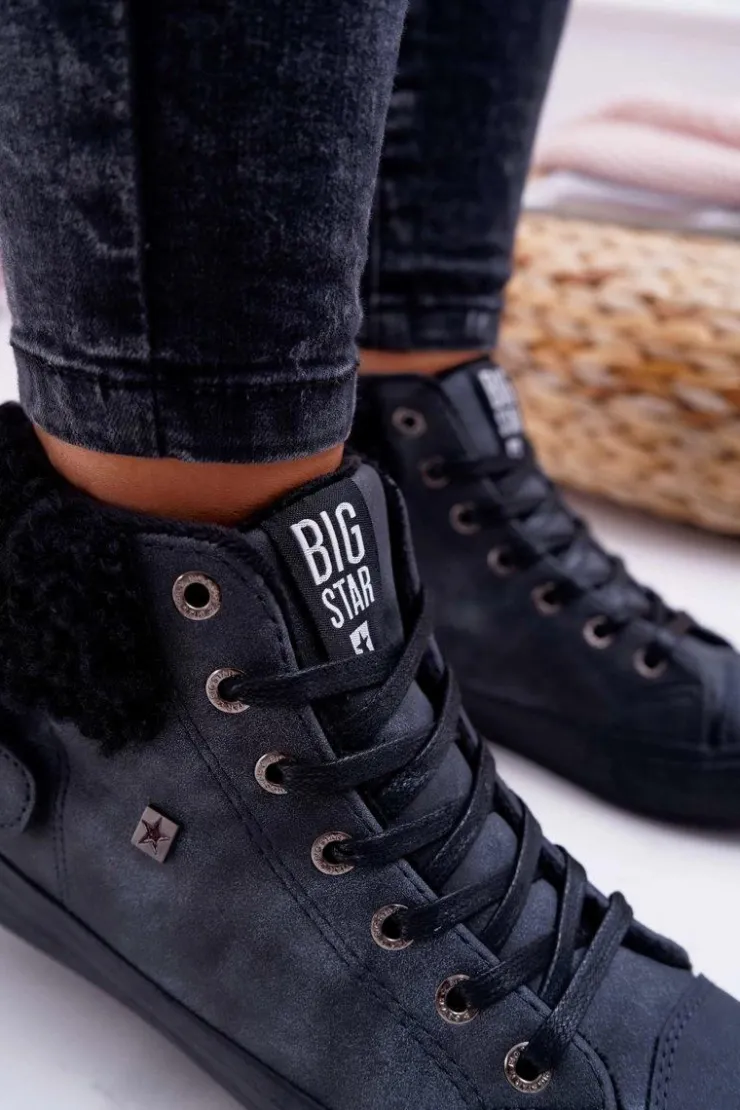 Big Star Shoes Trampki Ocieplane|Trampki Damskie Big Star*Trampki Damskie Big Star Wysokie Ocieplane Czarne EE274080
