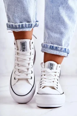 Hot Big Star Shoes Trampki Damskie Big Star Białe GG274013 Biały